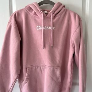 Pale pink glossier, hoodie, size medium